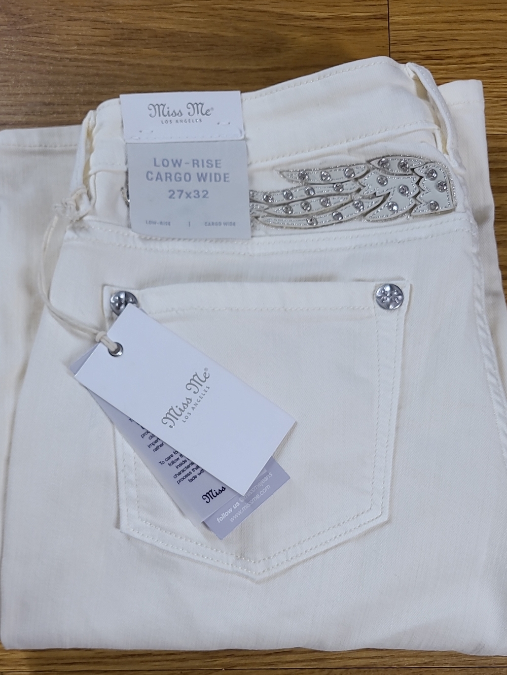 NEW Miss Me low-rise Cargo Wide leg 27x32 Womens Girls Denim Off White Jeans